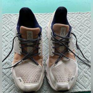 On Running Athletic Shoes in Cream and Black